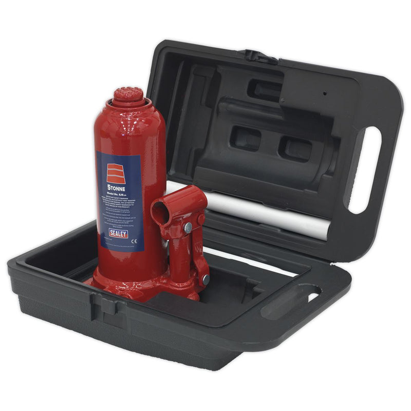 Sealey Bottle Jack 5tonne with Storage Case SJ5BMC Sealey  - Dynamic Drive