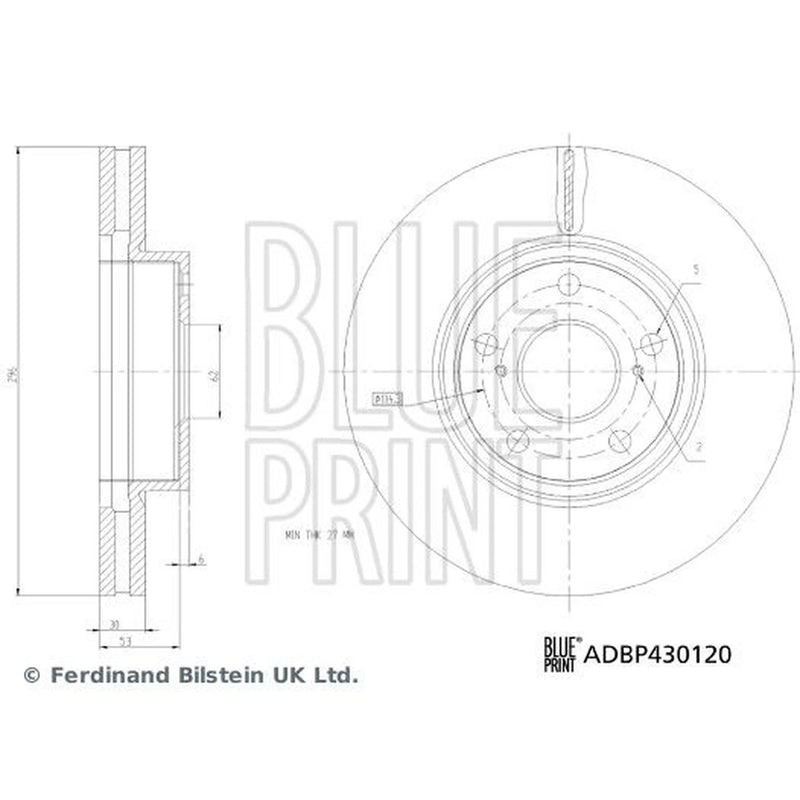 Blue Print 2 x Vented Front Brake Discs ADBP430120