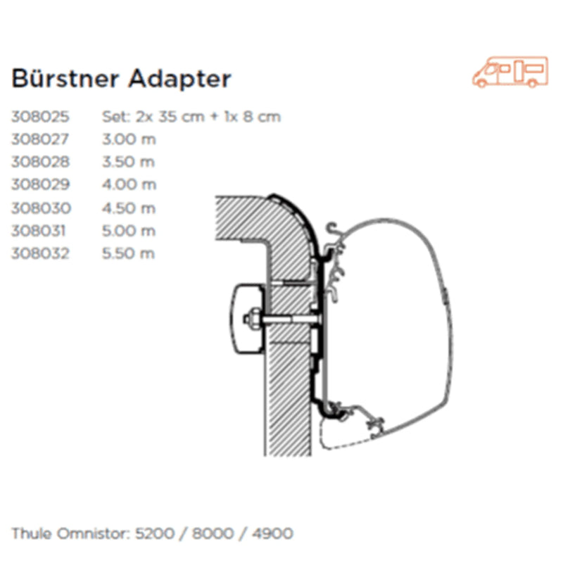Thule AWNING ADAPTOR FOR BURSTNER - BURSTNER ADAPTOR - 5.00m - 308031