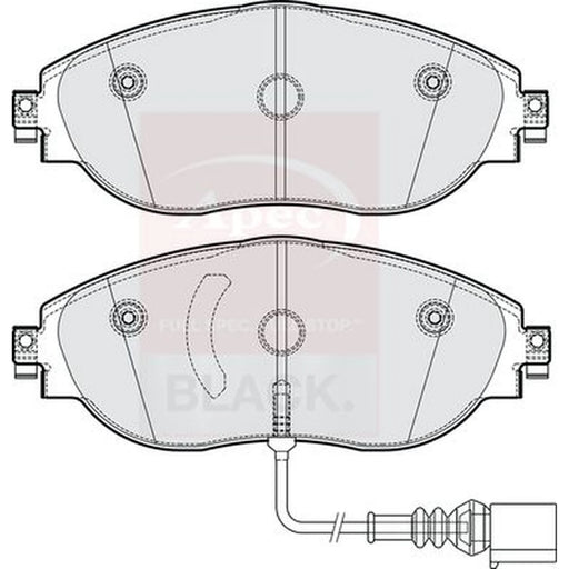 Apec Black Front Brake Pad Set fits Audi A3 2012-2021