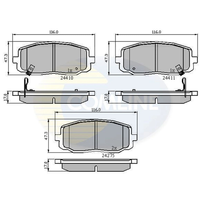 Comline Front & Rear Pads fits Kia Picanto II 2011-2014 1.0