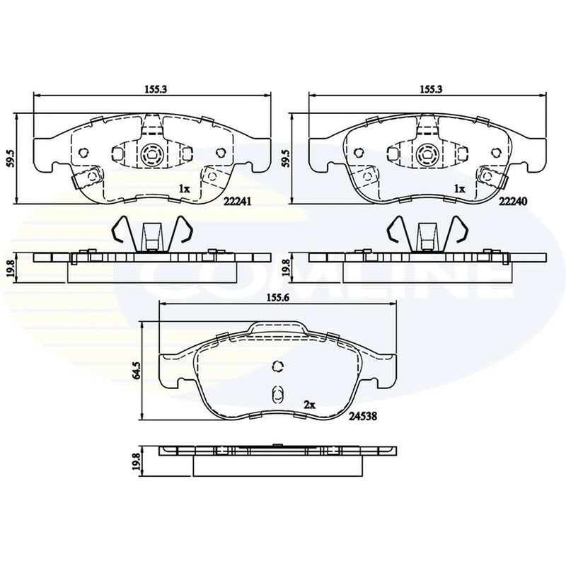 Comline 4 x Front Brake Pad Set fits Fiat 500X 2014-2018 1.0 1.3 1.4 1.6