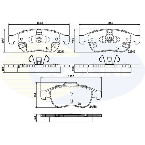 Comline 4 x Front Brake Pad Set fits Fiat 500X 2014-2018 1.0 1.3 1.4 1.6