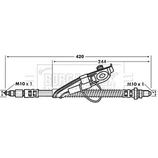 Borg & Beck Brake Hydraulic Hose Line Front Left BBH6754