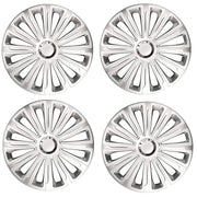15" Silver Multi-Spoke Wheel Trims Hub Caps Covers Protectors Set of 4 ABS Versaco  - Dynamic Drive