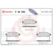 Brembo 4 x Front Brake Pad Set fits Nissan Leaf 2010-2017