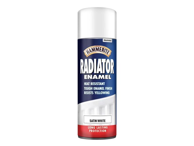 Hammerite Radiator Enamel Aerosol Satin White 400ml Hammerite - Town Tools