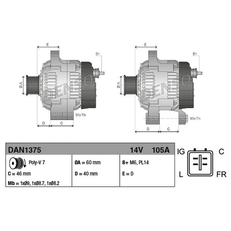 Denso Car Alternator 12V DAN1375