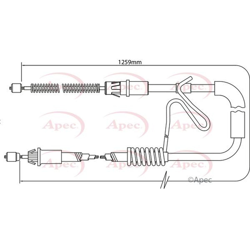 Apec Handbrake Cable Right Rear fits Ford Transit Platform/Chassis 2000-2006 2.4