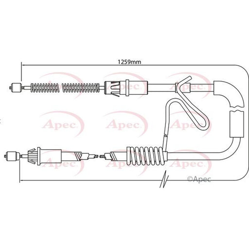 Apec Handbrake Cable Right Rear fits Ford Transit Platform/Chassis 2000-2006 2.4