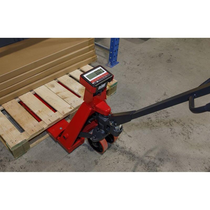 Sealey Pallet Truck with Scales 2000kg Capacity 1150 x 555mm PT1150SC Sealey - Dynamic Drive