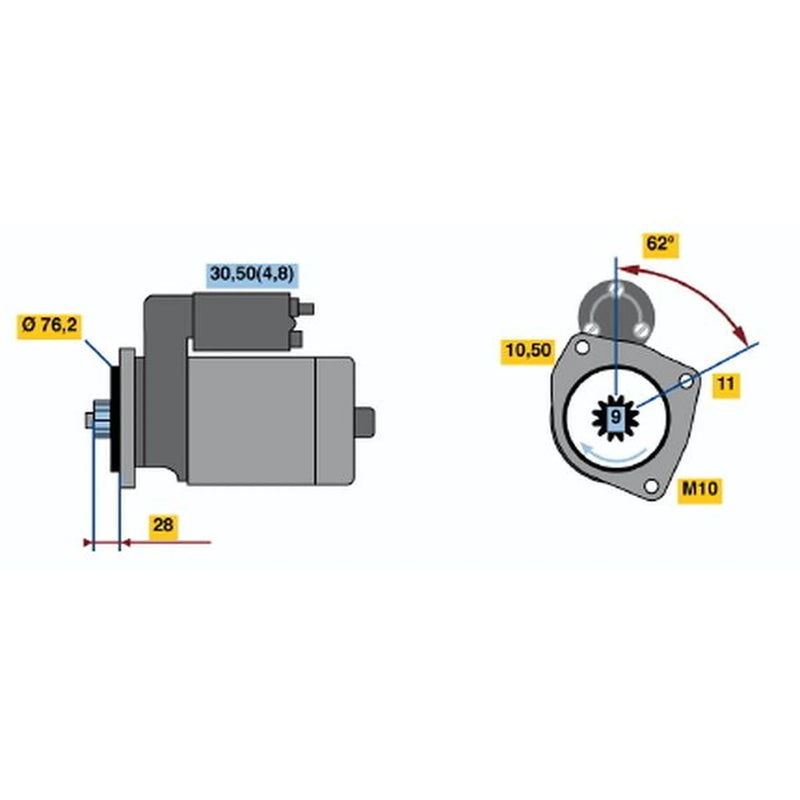 Bosch Starter Motor 12V 2kW 9 Teeth