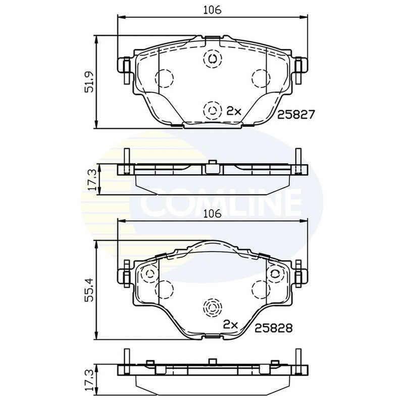 Comline 4 x Rear Brake Pad Set fits Citroën C4 Grand Picasso II 2013-2018