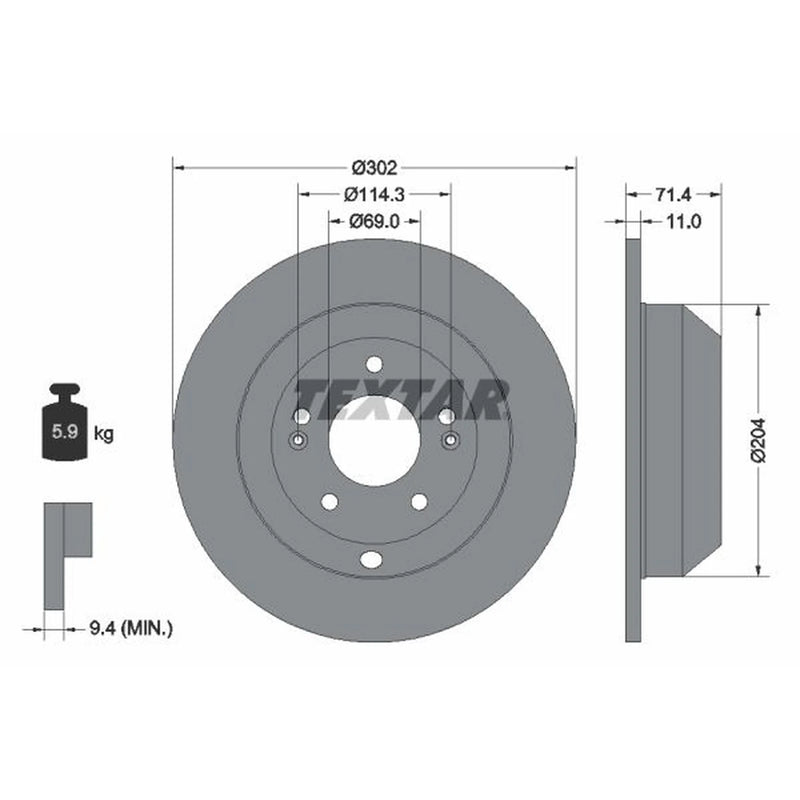 Textar 2 x Solid Rear Brake Discs 92223403-x2