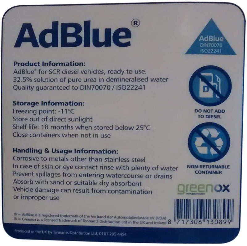 Greenox Universal AdBlue Diesel Cars Ad Blue 10L 10 Litre Free Pouring Spout Greenox  - Dynamic Drive
