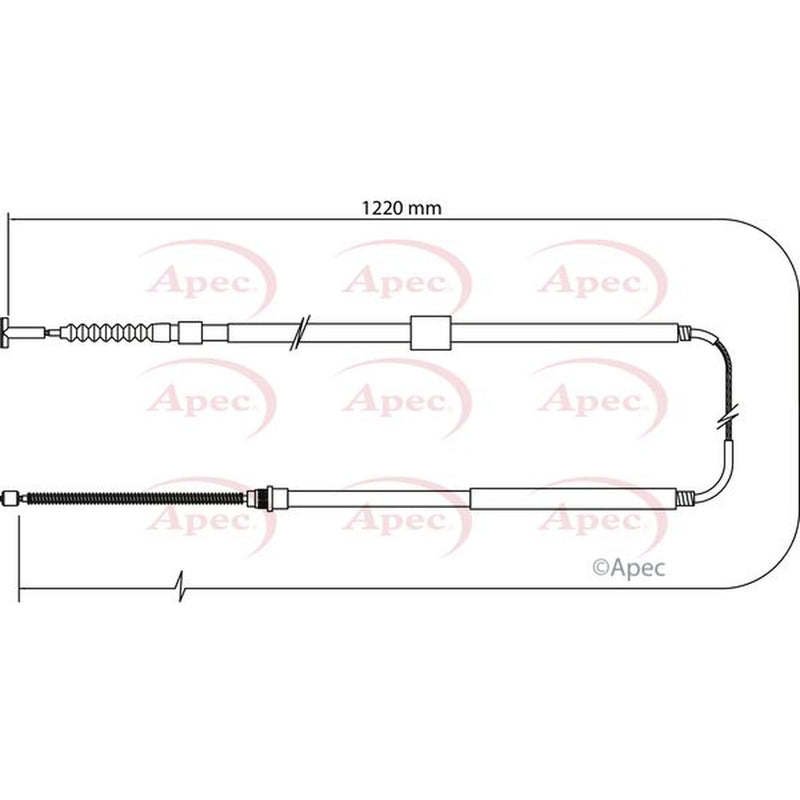 Apec Handbrake Cable Right Rear fits Fiat Multipla 1999-2010 1.6 1.9