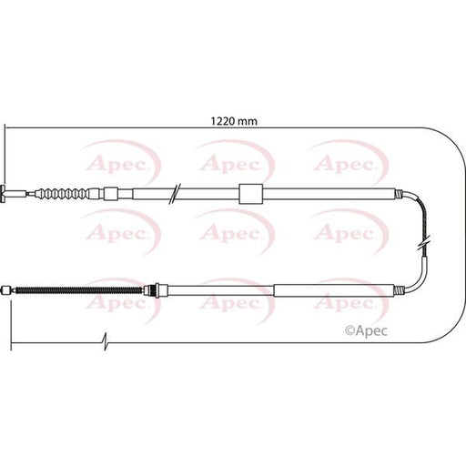Apec Handbrake Cable Right Rear fits Fiat Multipla 1999-2010 1.6 1.9