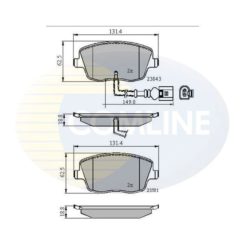 Comline 4 x Front Brake Pad Set fits Seat Cordoba 2002-2009 1.2 1.4 1.6 1.9 2.0