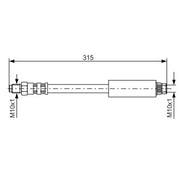 Bosch Brake Hydraulic Hose Line Front fits Renault Safrane 1992-2000