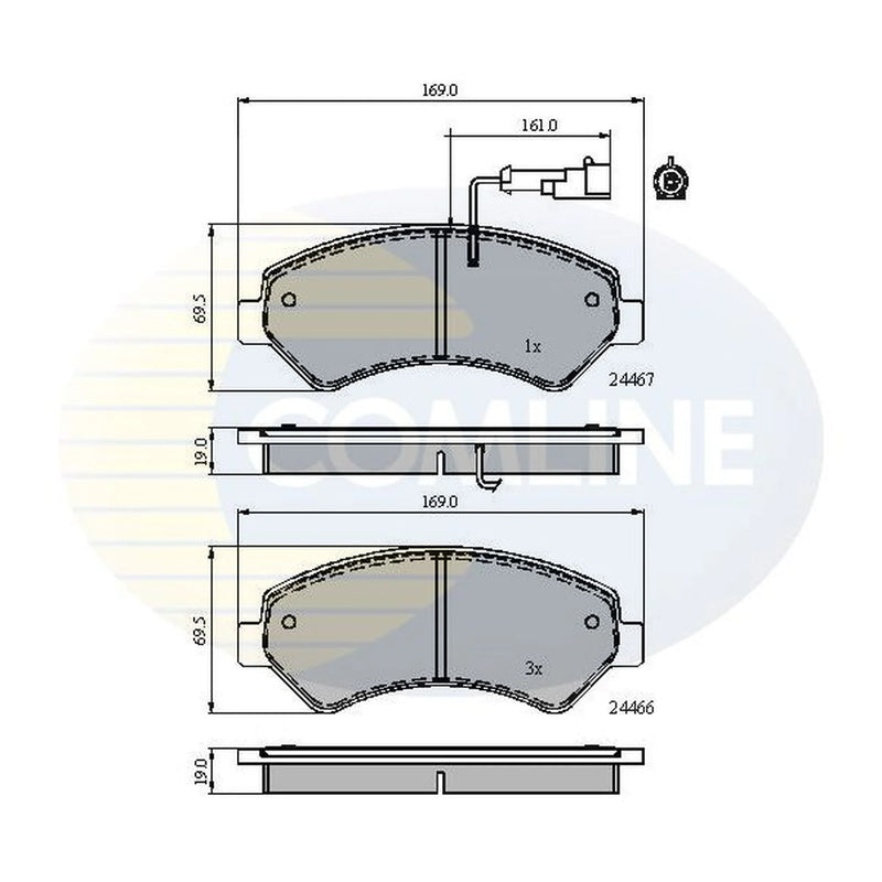 Comline 4 x Front Brake Pad Set fits Citroën Relay III 2006-2020 2.2 3.0