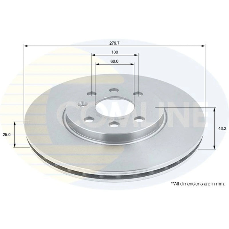 Comline 2 x Front Brake Discs ADC1131V-x2