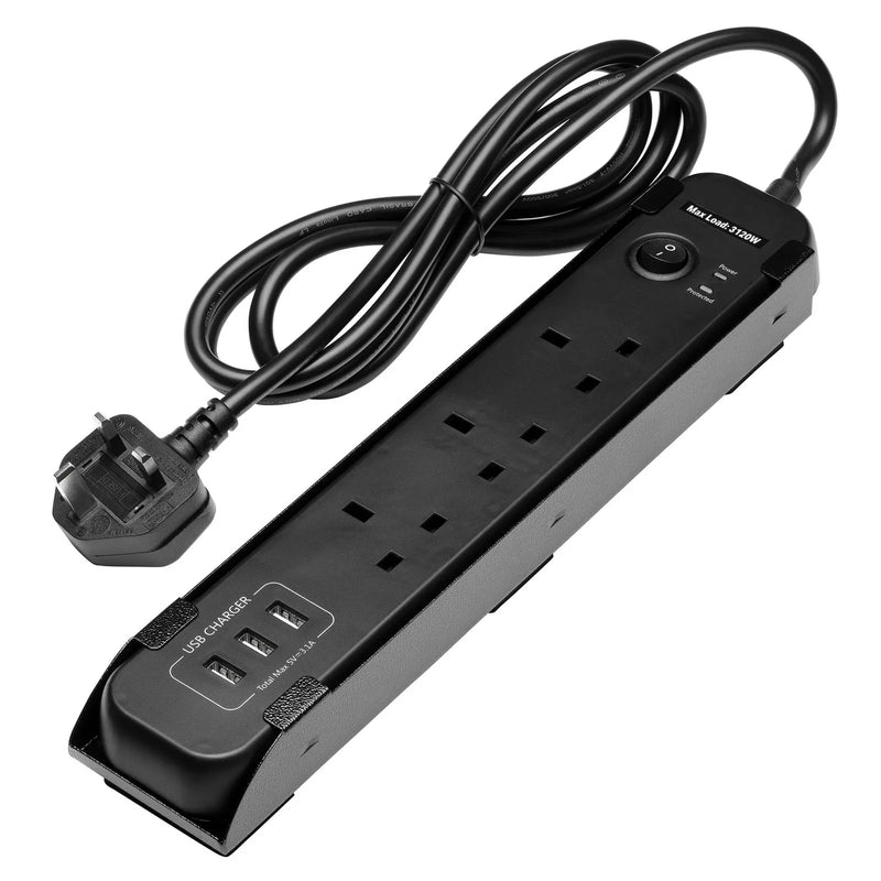 Bunker Power Strip with Magnetic Holder, 3 AC Sockets, 3 USB Ports