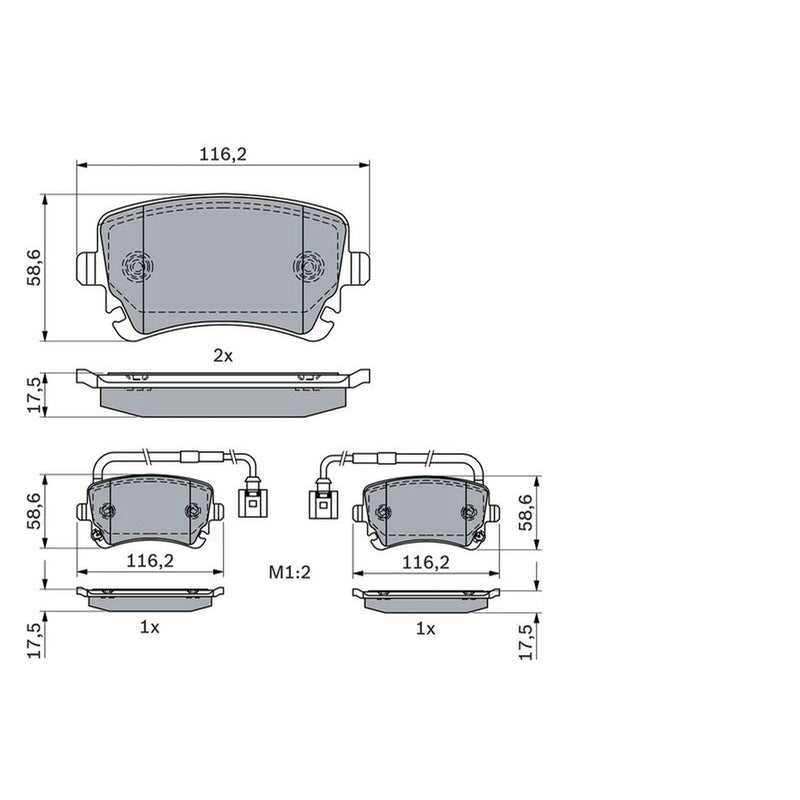 Bosch Front & Rear Pads fits VW Phaeton 2002-2005 3.2