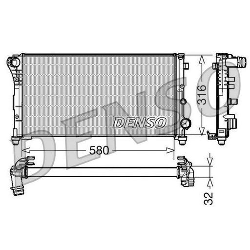 Denso Engine Radiator fits Fiat Panda 2003-2004 1.3