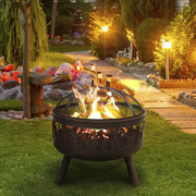 Dellonda Deluxe Firepit Fireplace Outdoor Patio Heater Cooking Grill & Poker Dellonda  - Dynamic Drive