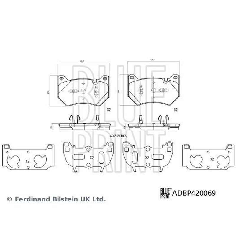 Blue Print Front Brake Pad Set fits Audi Q5 2016-2021 2.0 3.0