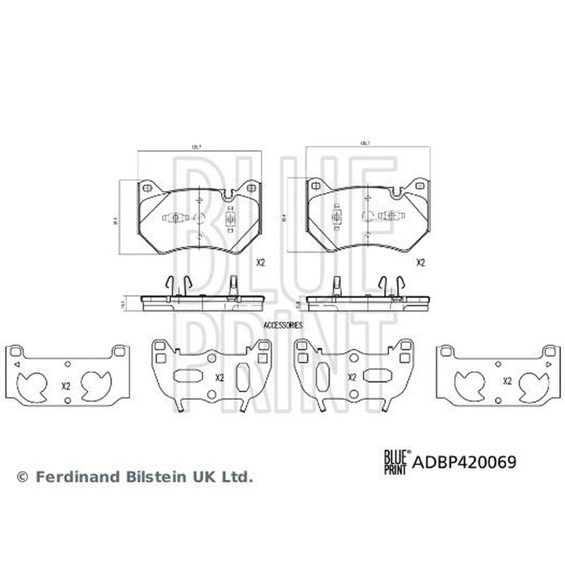 Blue Print Front Brake Pad Set ADBP420069