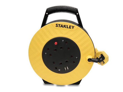STANLEY Electrical Semi-Enclosed Cable Reel 240V 13A 4-Socket + 2 USB 7.5m STANLEY� Electrical - NN4 Online