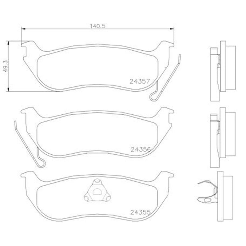 Brembo 4 x Rear Brake Pad Set fits Jeep Cherokee 2001-2008 2.4 2.5 2.8 3.7