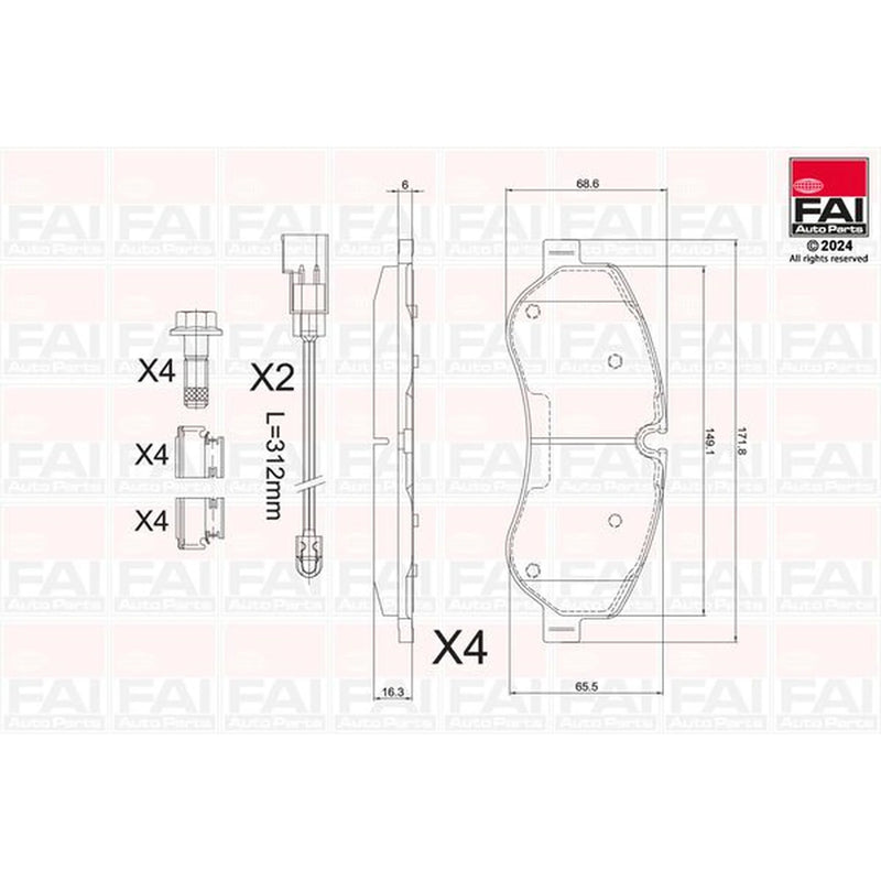 FAI Front Brake Pad Set fits Ford Tourneo Custom V362 Bus 2012-2023 2.0 2.2