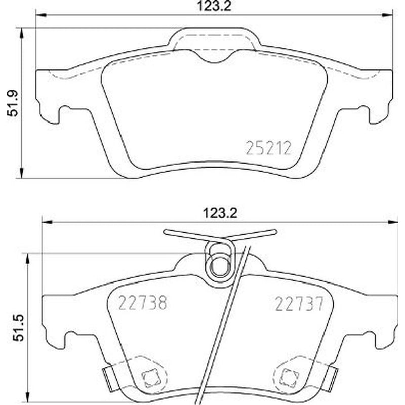 Brembo 4 x Rear Brake Pad Set fits Ford Focus III 2010-2020 1.0 1.5 1.6 2.0 2.3