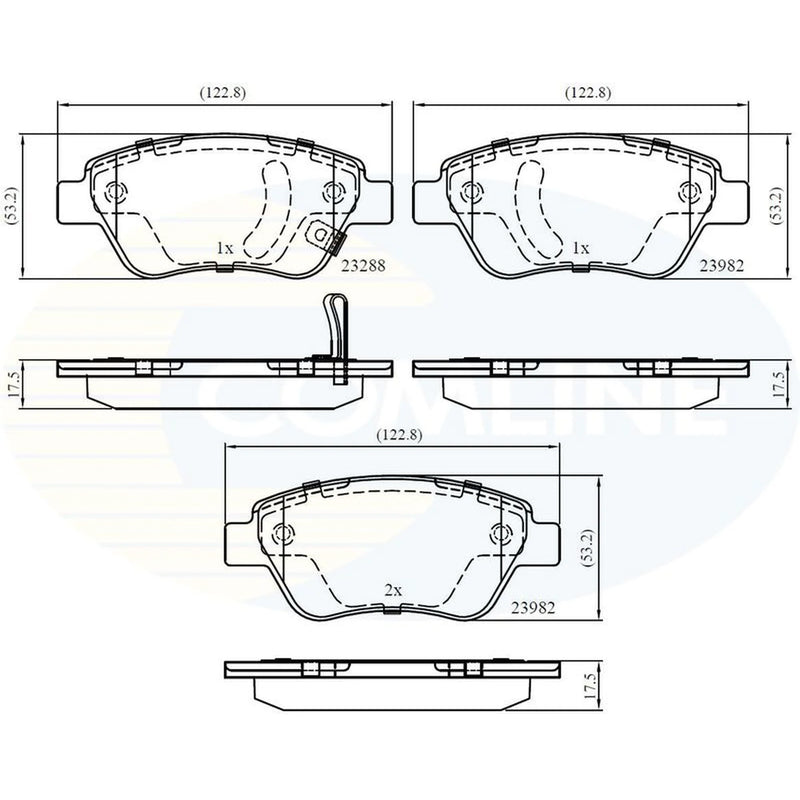 Comline 4 x Front Brake Pad Set fits Fiat Doblo 2001-2005 1.3 1.4 1.6 1.9