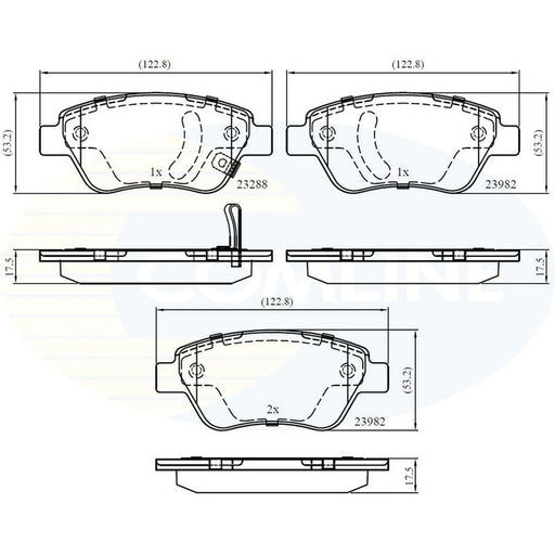 Comline 4 x Front Brake Pad Set fits Fiat Doblo 2001-2005 1.3 1.4 1.6 1.9