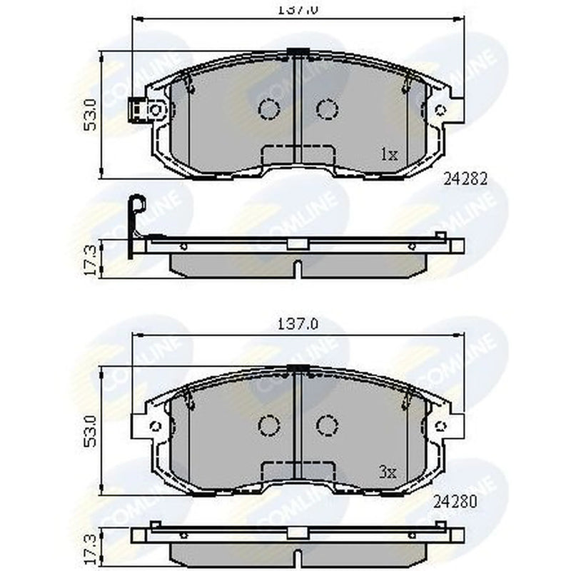 Comline 4 x Front Brake Pad Set fits Fiat Sedici 2006-2014 1.6 1.9 2.0
