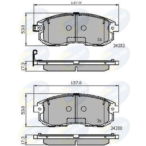 Comline 4 x Front Brake Pad Set fits Fiat Sedici 2006-2014 1.6 1.9 2.0