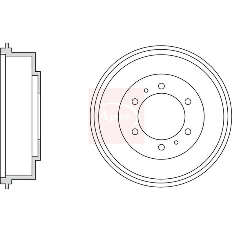 Apec 2 x Brake Drums fits Mitsubishi L200 1996-2007 2.5 2.8 3.0