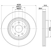 Mintex Front Brake Externally Vented Discs & Pads fits Mazda 6 2018-2020 2.2