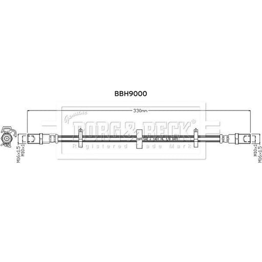 Borg & Beck Brake Hydraulic Hose Line Front Right BBH9000