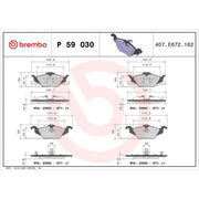 Brembo 4 x Front Brake Pad Set fits Chevrolet Corsa 2000-2002 1.7
