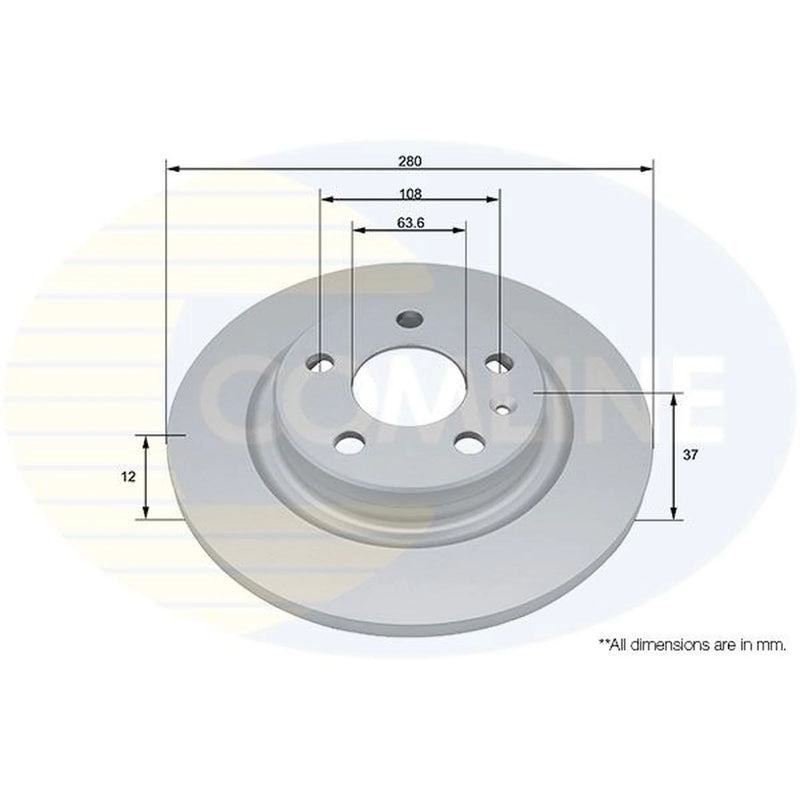 Comline 2 x Solid Brake Discs fits Volvo XC40 2017-2023