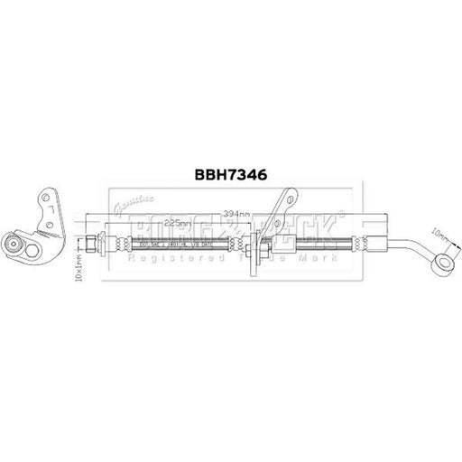 Borg & Beck Brake Hydraulic Hose Line Front Left BBH7346