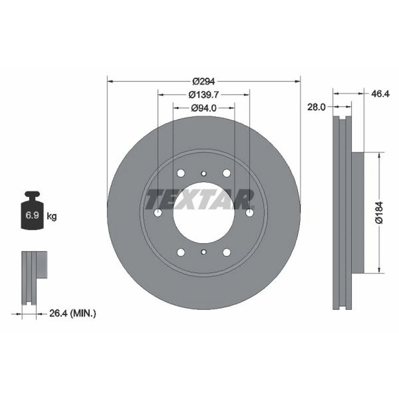 Textar 2 x Vented Front Brake Discs 92180205-x2