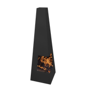Dellonda Chiminea Wood Burner Heater for Outdoors W45cm x H150cm - Black Steel Dellonda  - Dynamic Drive