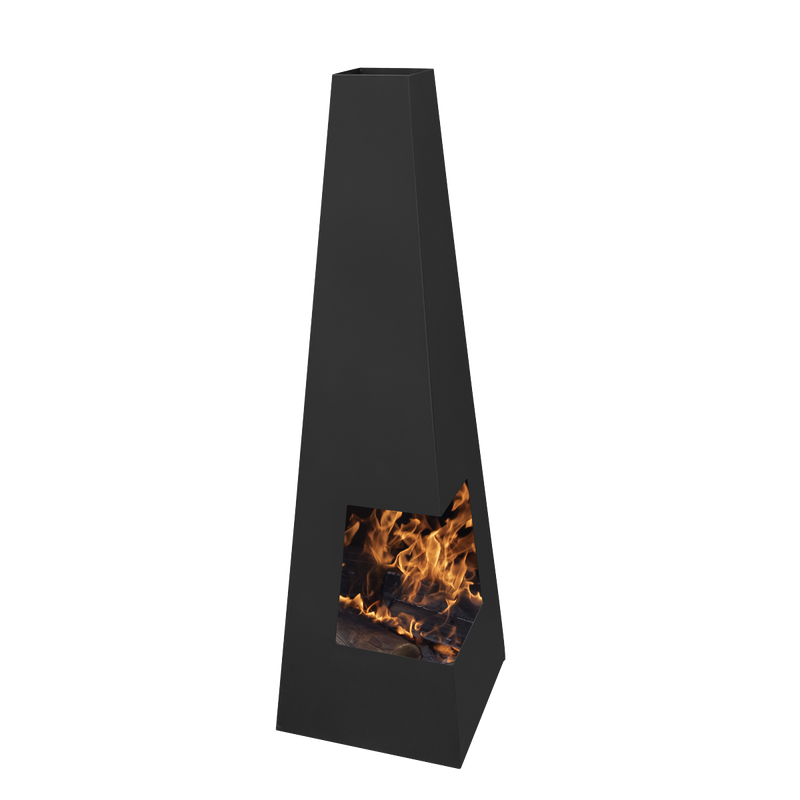 Dellonda Chiminea Wood Burner Heater for Outdoors W45cm x H150cm - Black Steel Dellonda  - Dynamic Drive