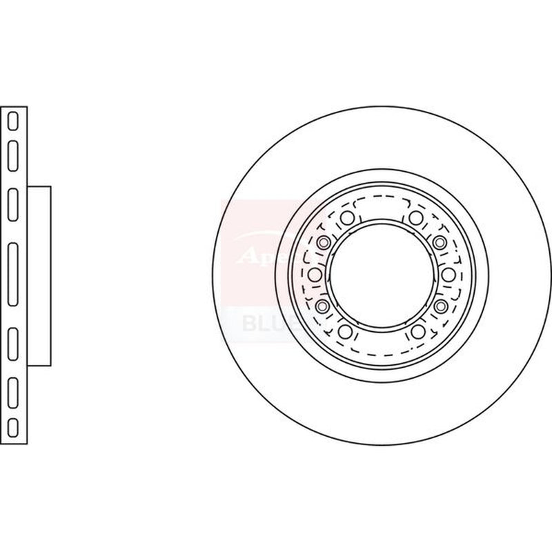 Apec Front Brake Vented Discs & Pads fits Mitsubishi L200 1996-2007 2.5 2.8 3.0