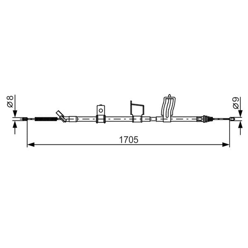 Bosch Handbrake Cable Rear fits Nissan Qashqai I 2006-2013 1.5 1.6 2.0